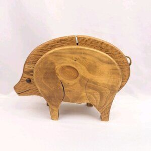 Wooden Large Solid Wood Rustic Folk Art Handmade Piggy Bank